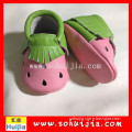 chinese sample welcome reasonable price sheepskin leather pink tassels baby shoes with girl